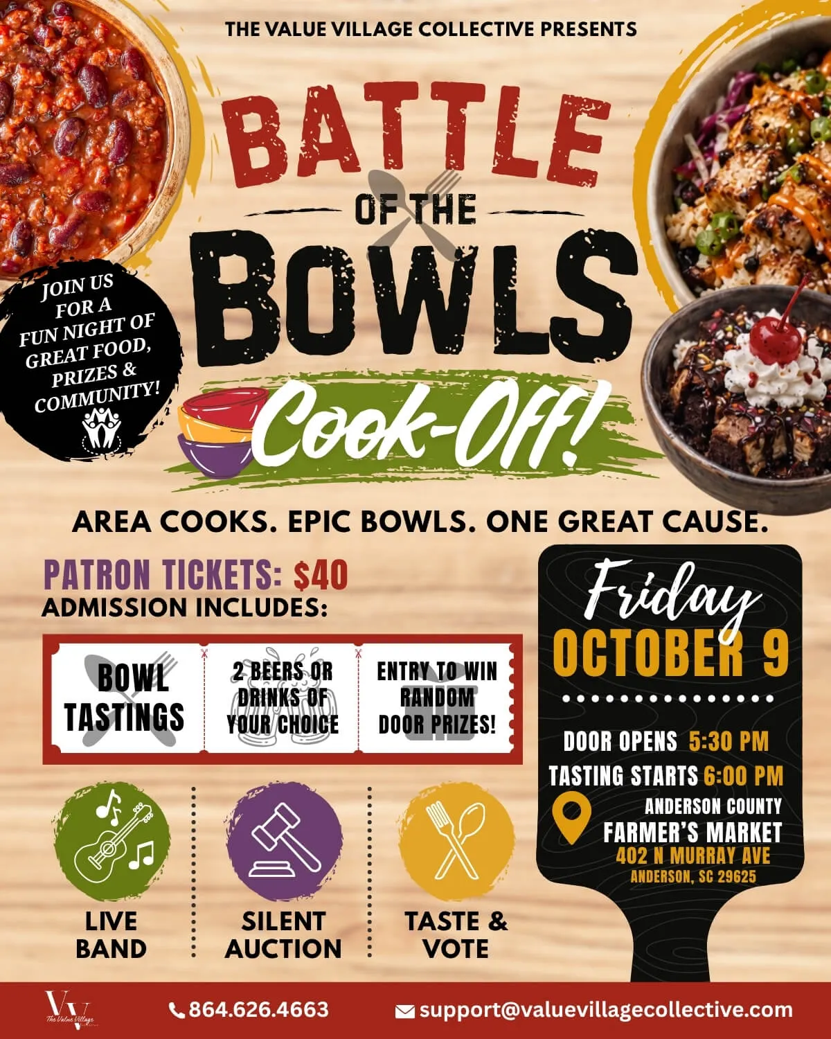 Battle of the Bowls Cook-Off event flyer presented by The Value Village Collective
