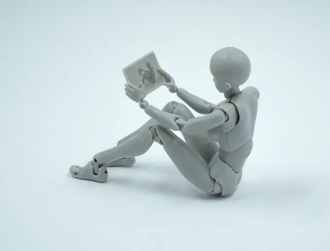 robot reading a book