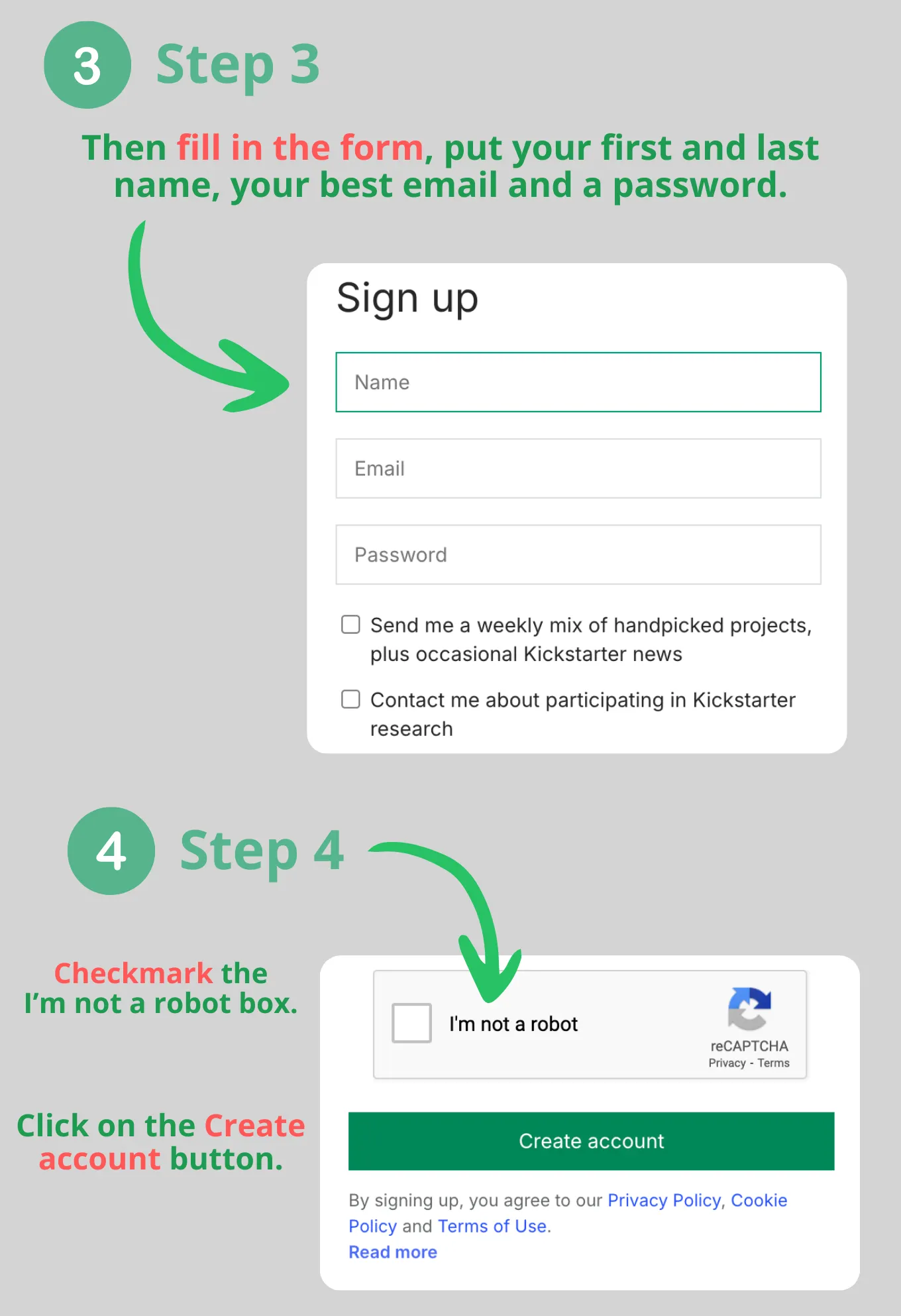creating a New kickstarter account