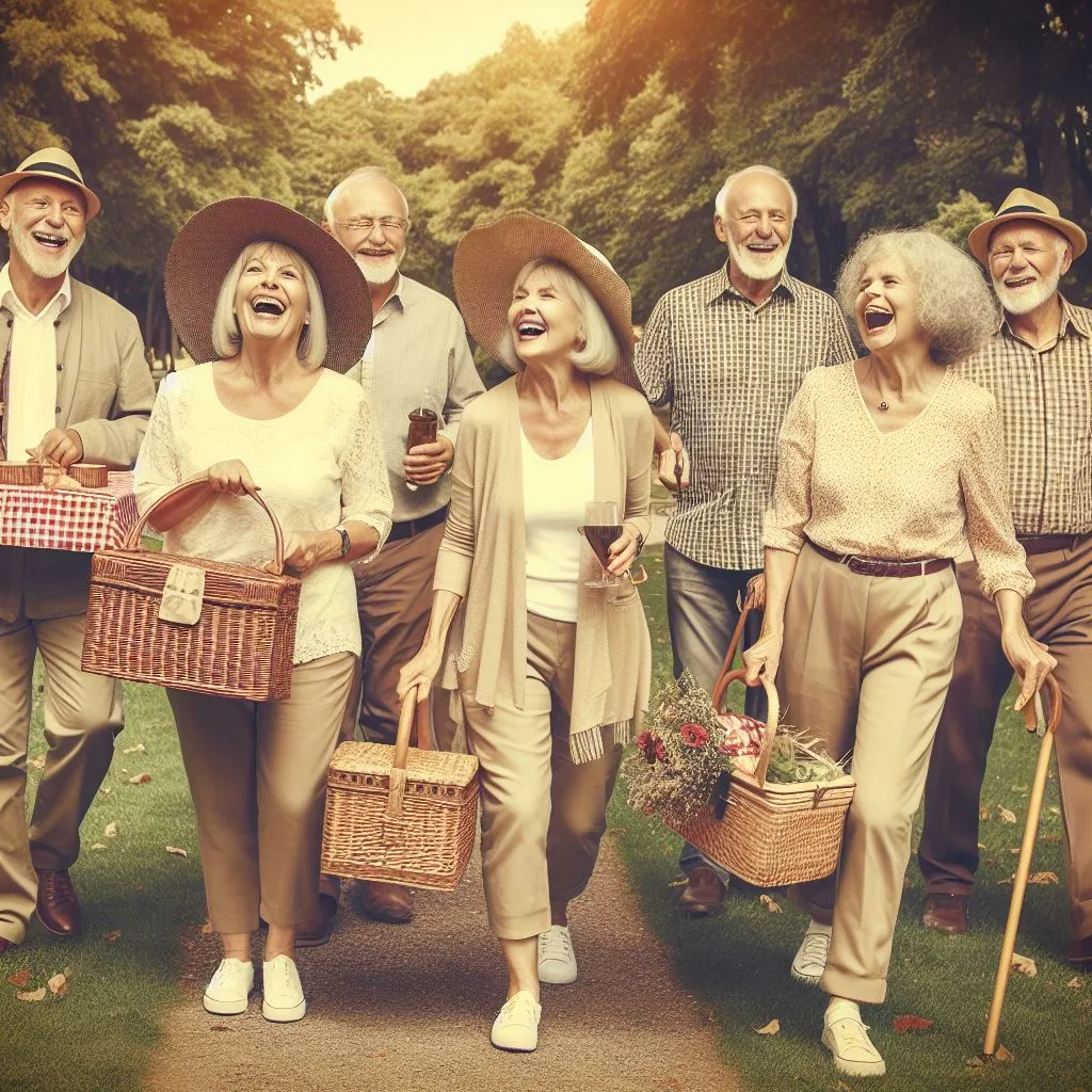 group of older people enjoying  retirement income