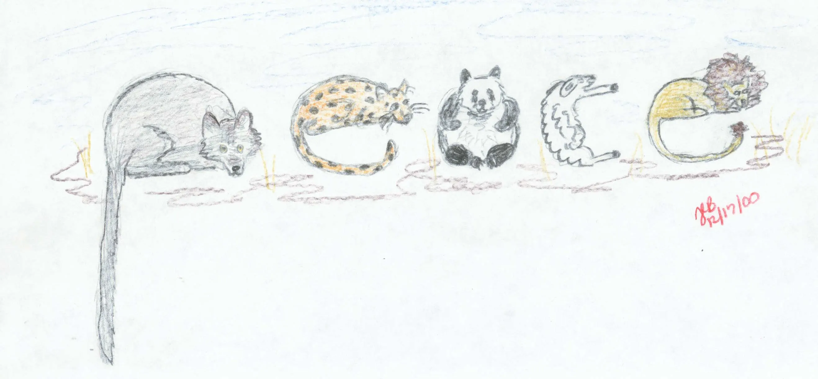 Name hand-drawn with each letter a different animal