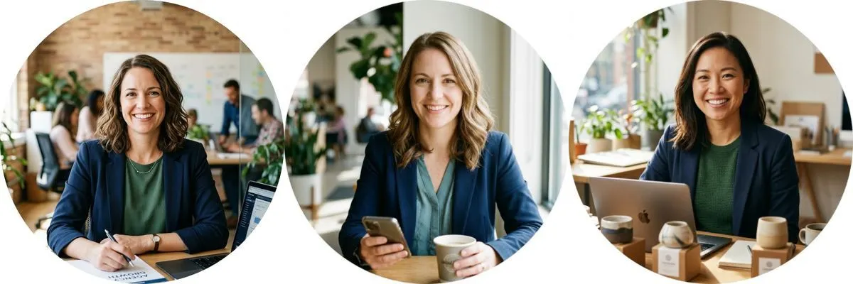 Small business owner smiling after saving 10 hours a week with Expert AI Prompts