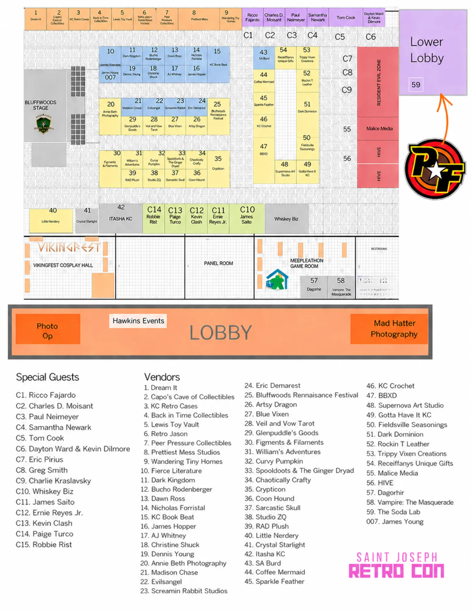 Saint Joseph Retro Con 2026 — Arena Overview Map