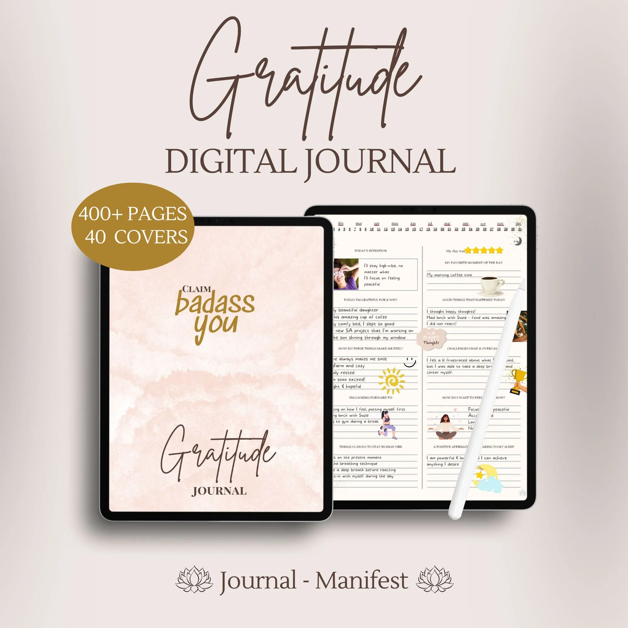 ipad gratitude journal shadow work journal digital self care planner gratitude wellness mental health download printable goodnotes notability