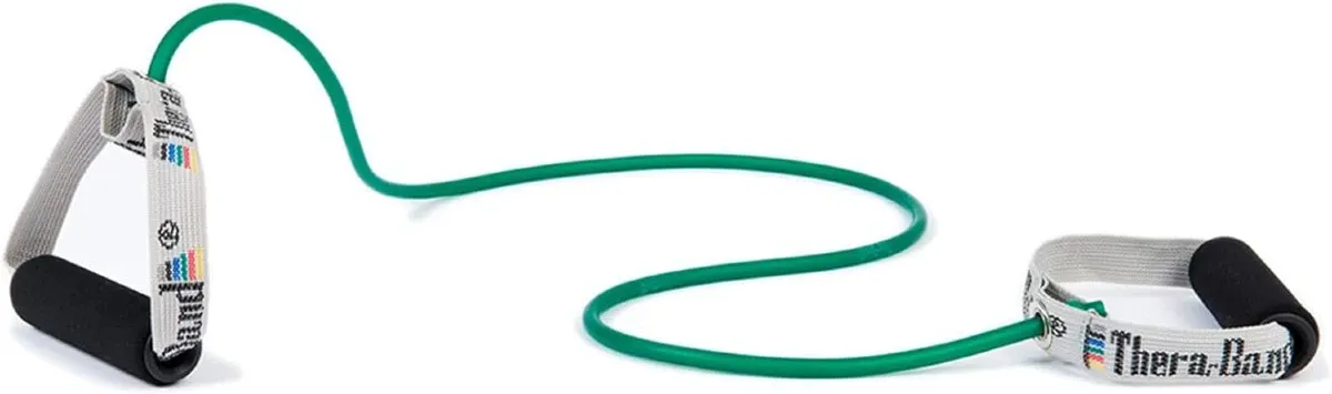 Banda tubular verde con asas Thera-band