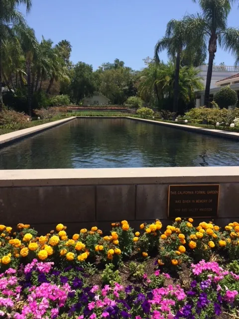view of pool and garden at the Nixon Presidential library and museum in Yorba Linda California