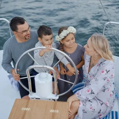 men and woman on a boat