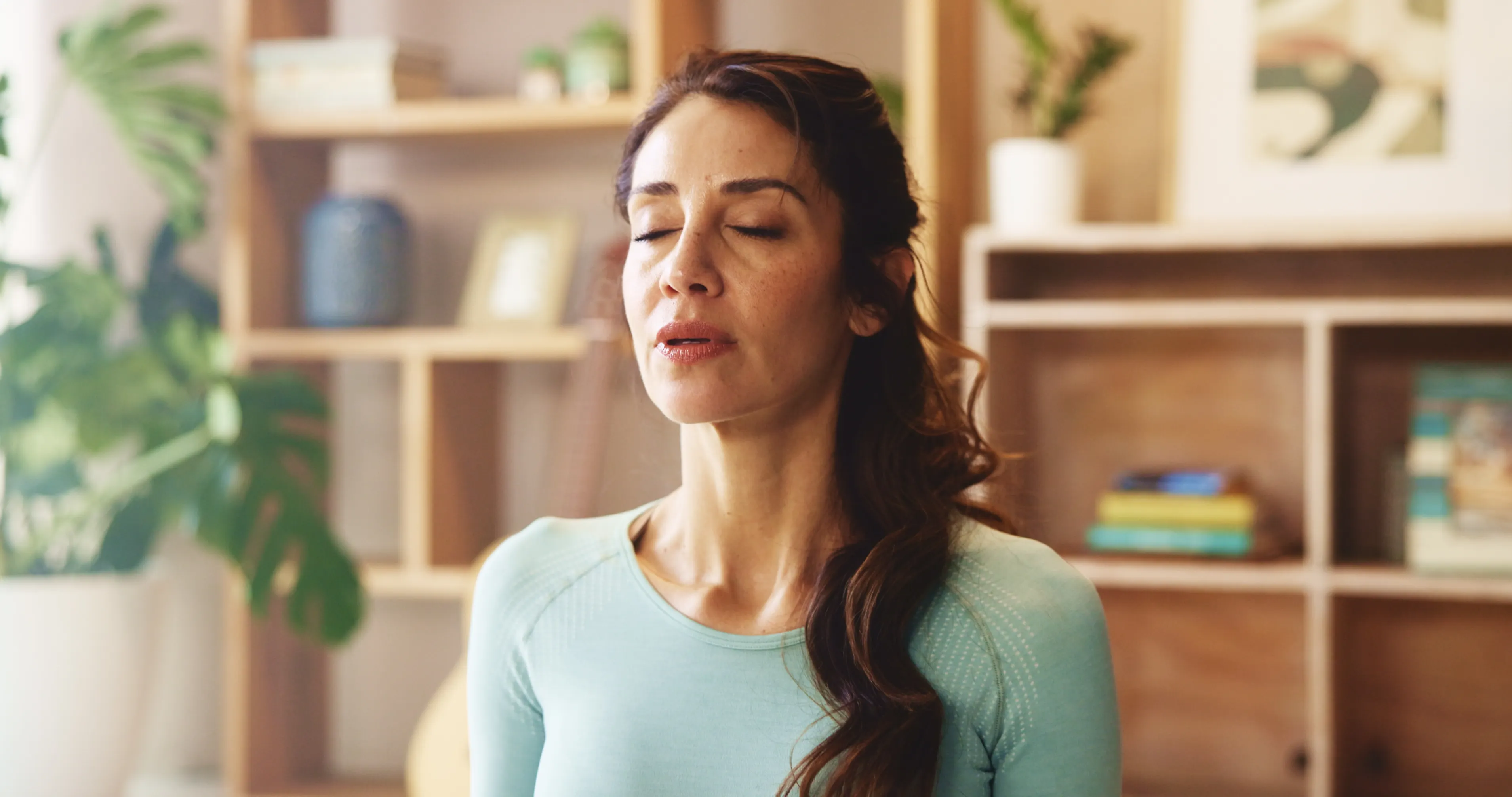 woman calm with eyes closed