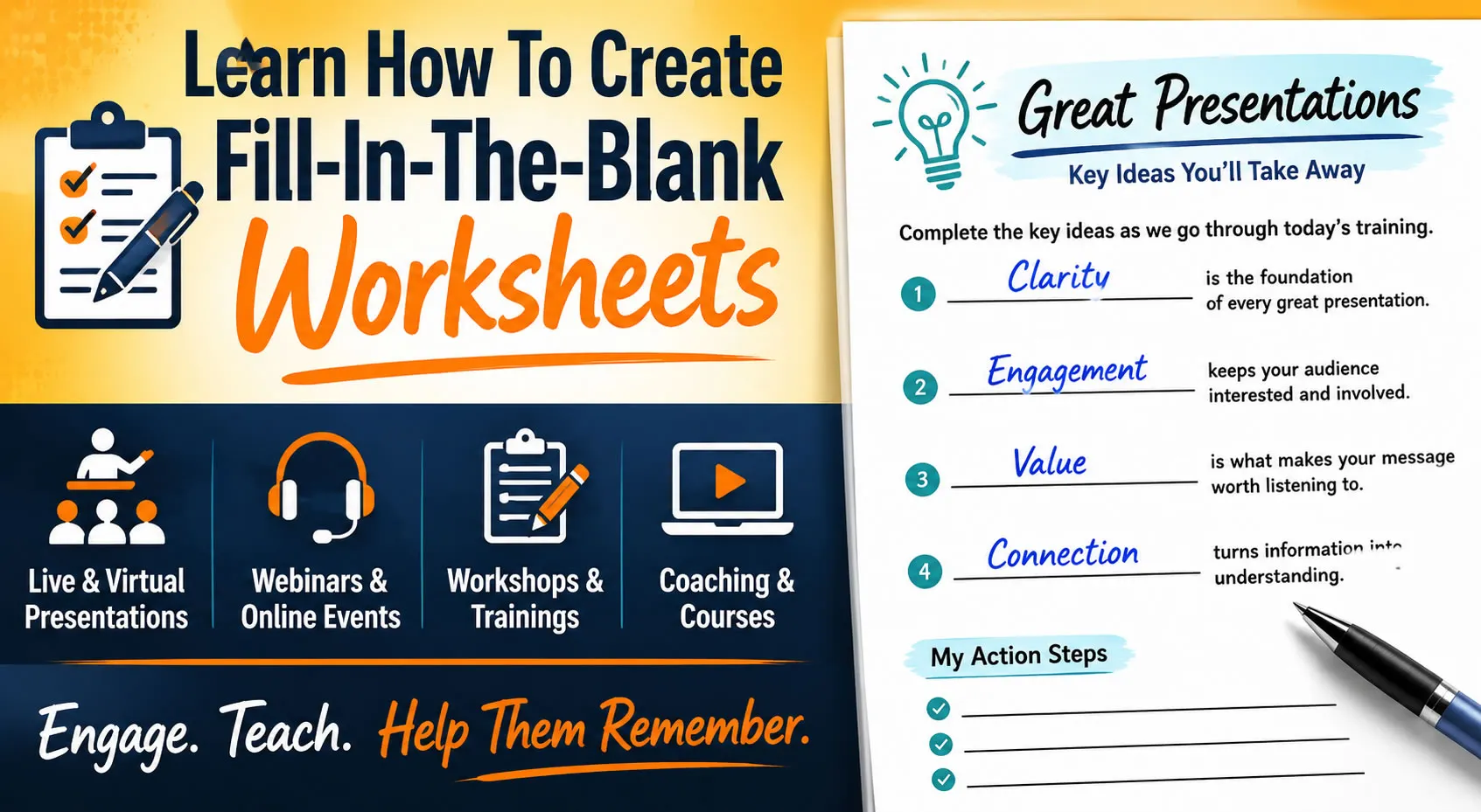 How To Create Fill In The Blank Handouts For Speaking & Training Purposes