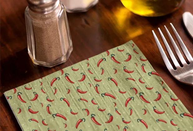 placemat with chili peppers on a table