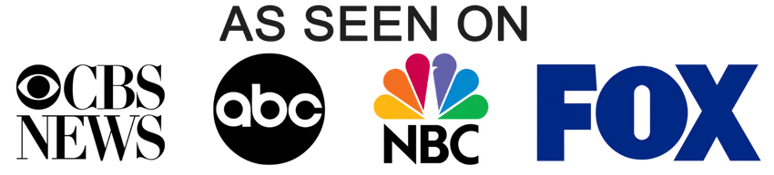 Row of media logos reading ‘As Seen on TV,’ including CBS News, ABC, and NBC, used to highlight Vault Hustle’s resale market credibility and the growing mainstream coverage of Bitcoin.