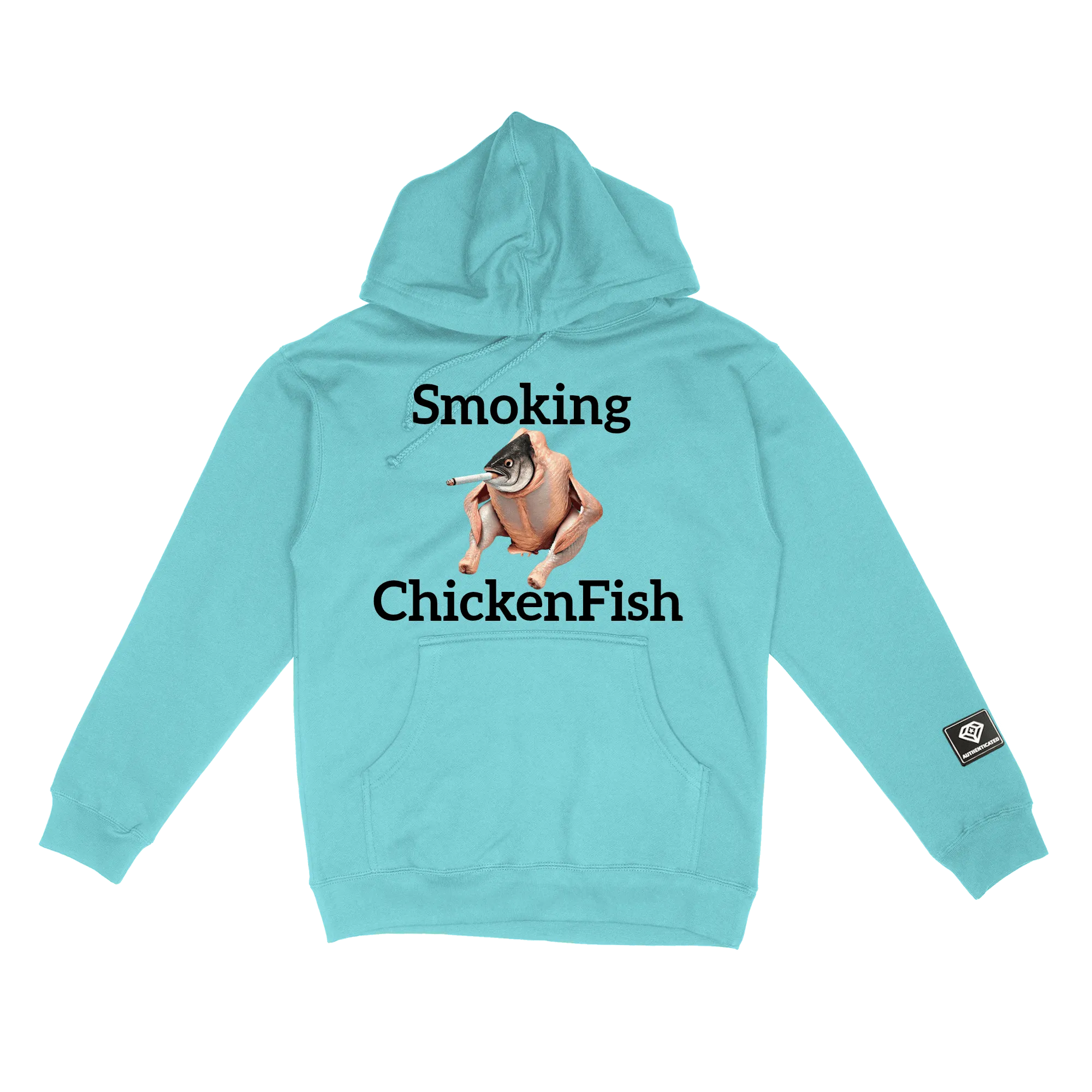Smoking Chicken Fish Light Blue Hoodie