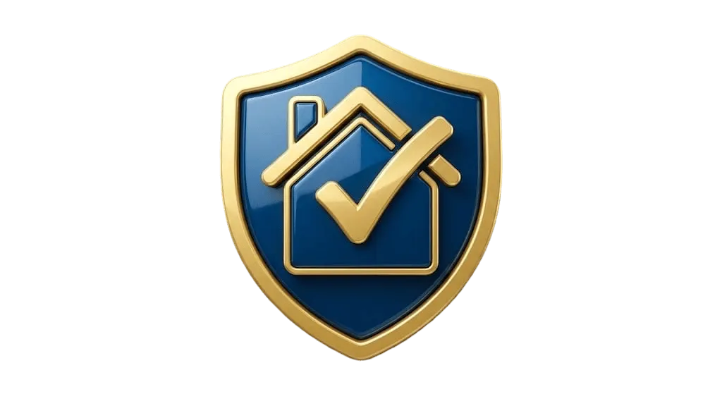 <alt=“Ultra-realistic blue and gold shield icon symbolizing protected property care for AHA housing partnerships.”>