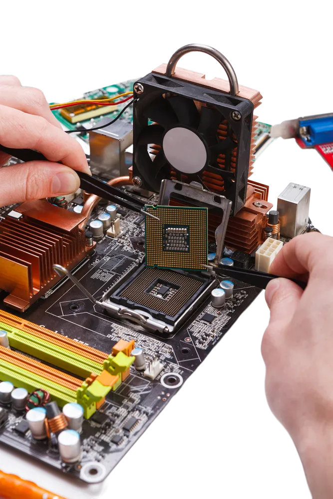 fixing components on a computer motherboard