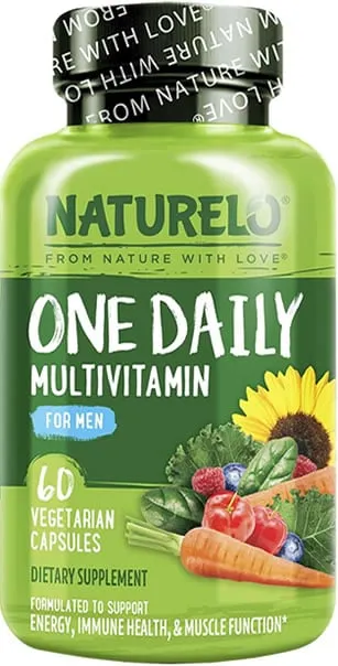  NATURELO One Daily Multivitamin for Men - with Vitamins & Minerals + Organic Whole Foods - Supplement to Boost Energy, General Health - Non-GMO