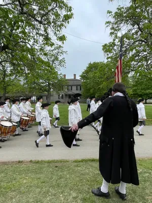 Richard Schumann of Colonial Williamsburg showing his patriotism as Patrick Henry.