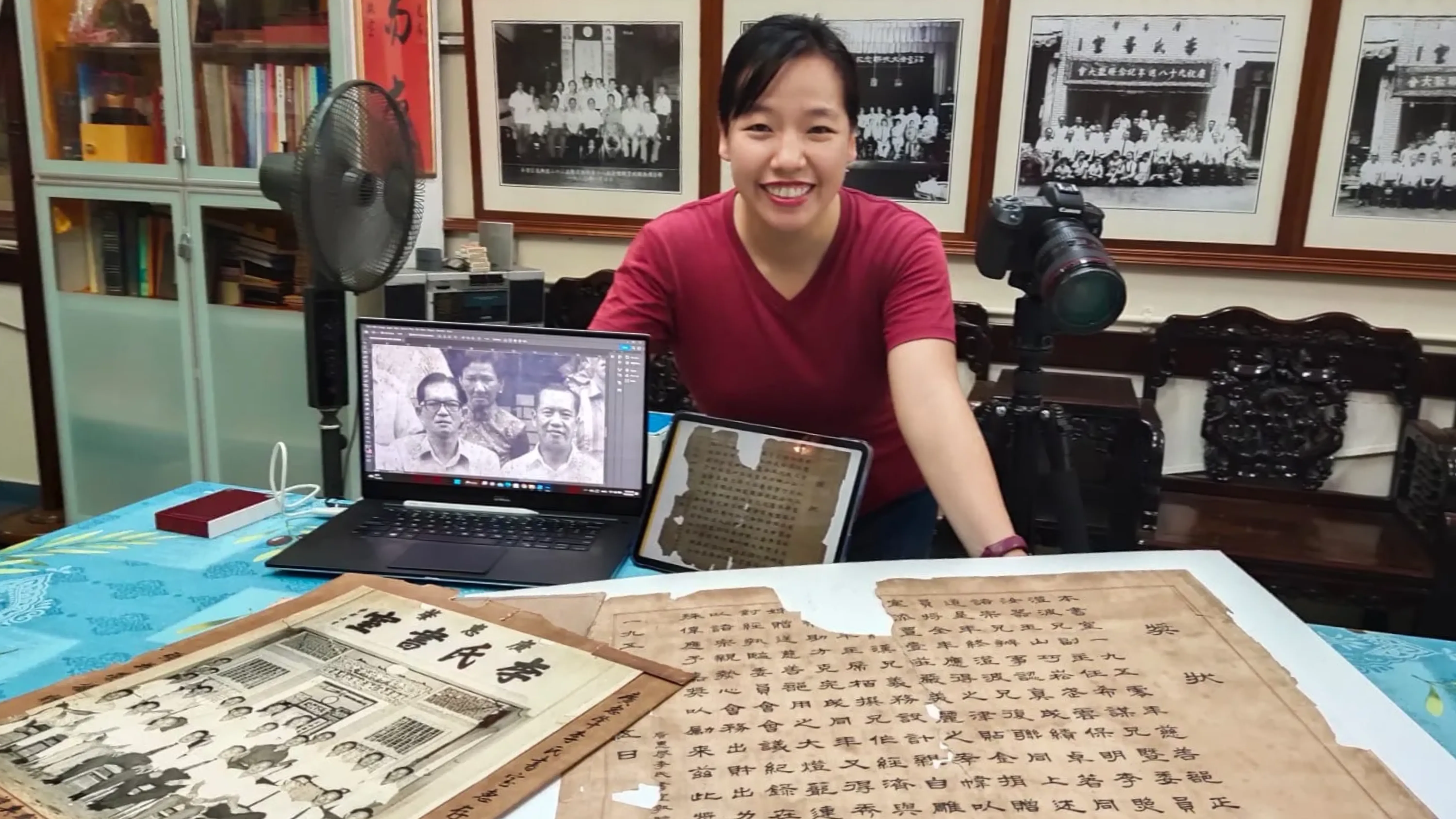 Bridging Generation's founder, Lynn Wong, with documents she digitally preserved