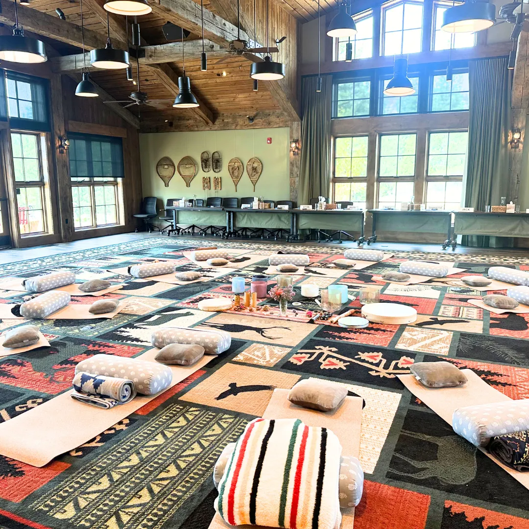 Corporate Retreat Sound Bath Setup in Mammoth Lakes, CA
