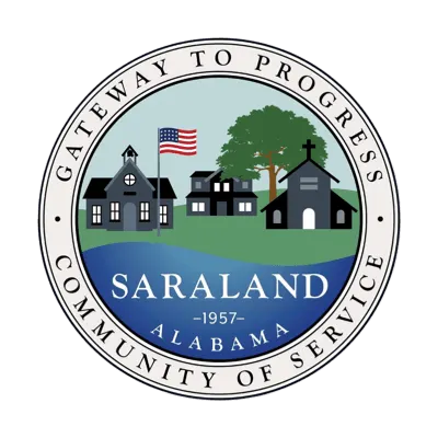 <alt=“City of Saraland, Alabama seal representing local exterior cleaning services area.”>