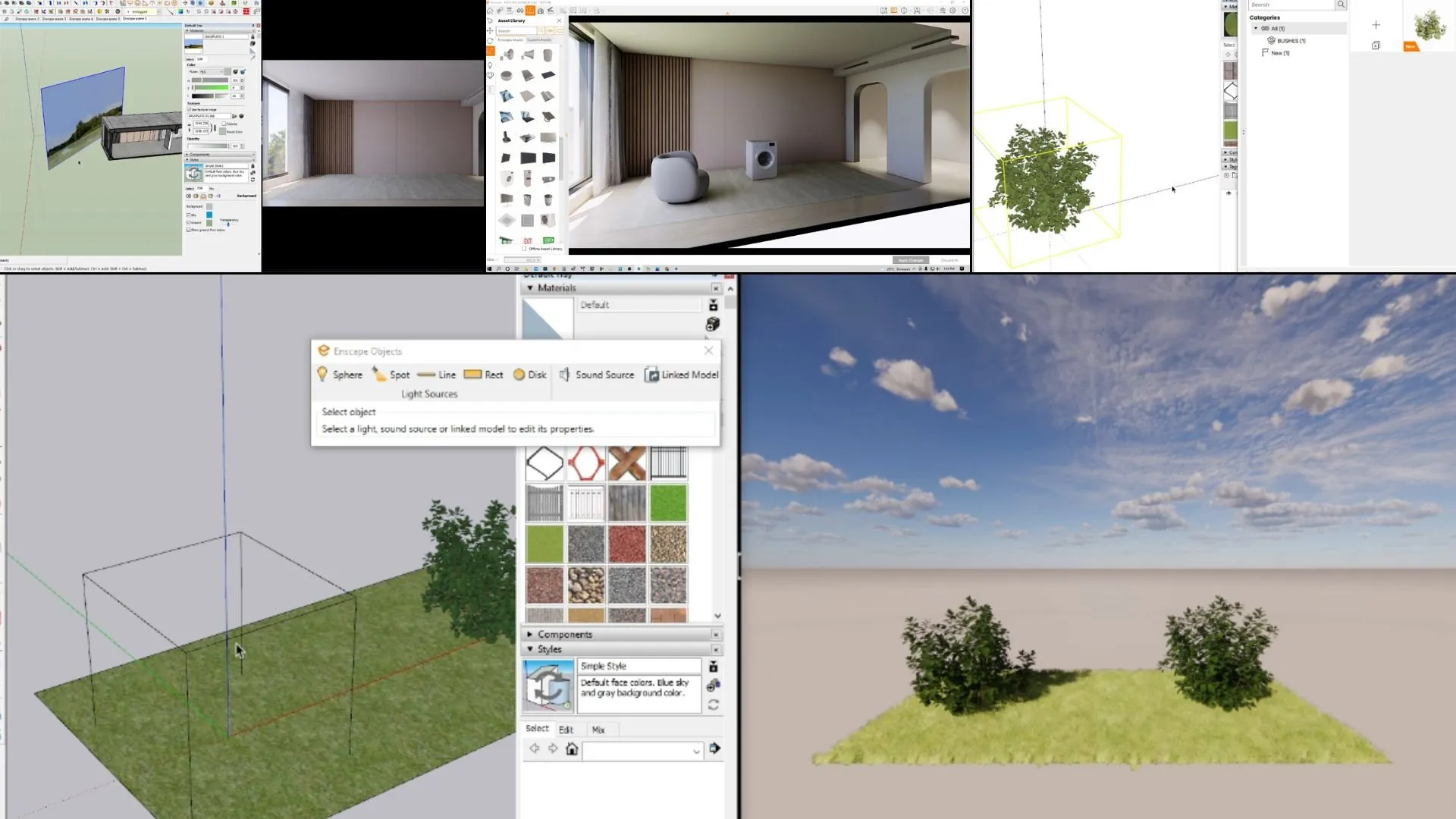Adding environment furniture and accessories in sketchup enscape 3.5