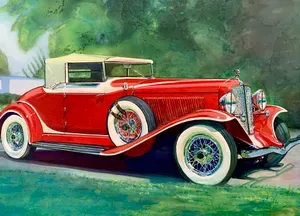 watercolor vintage car 