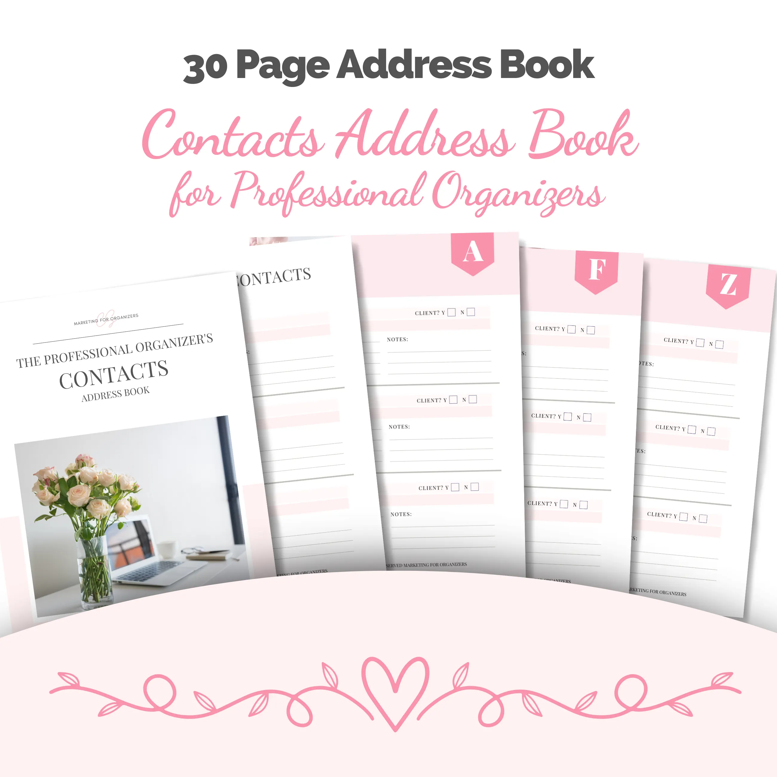 5 contacts pages pink and white