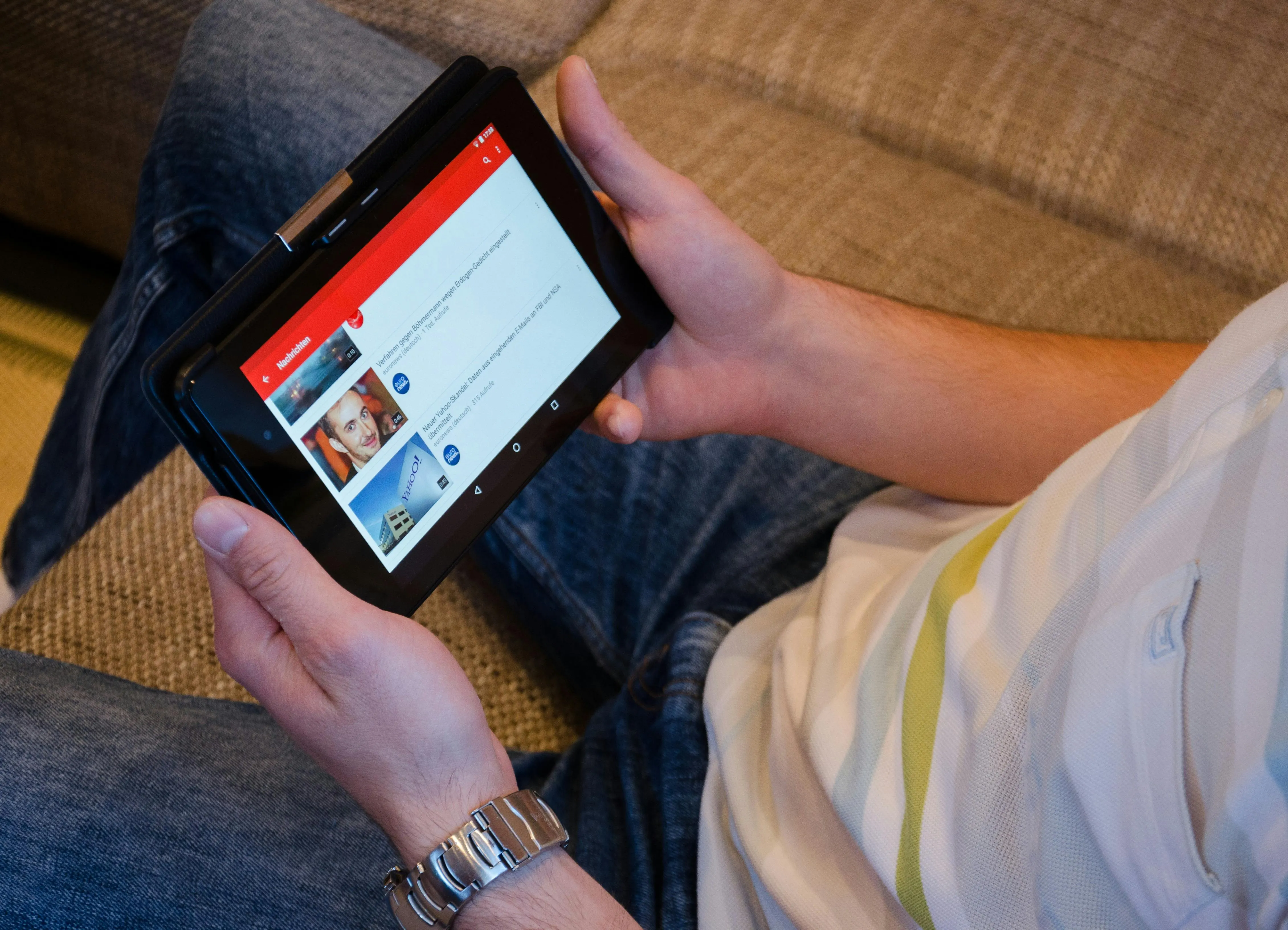 Watching YouTube on a Tablet