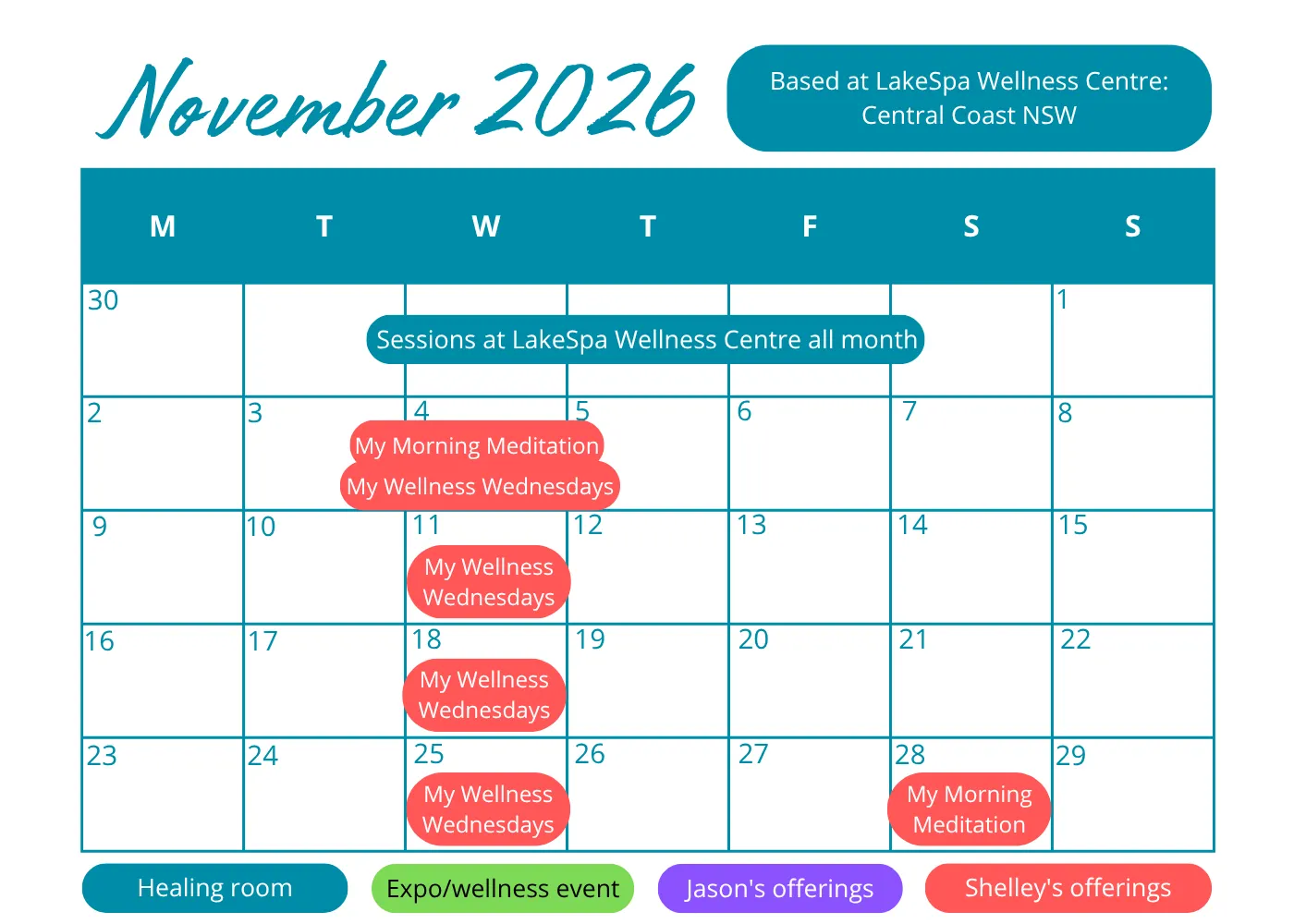 Divine Balance Calendar of Events Nov 2026
