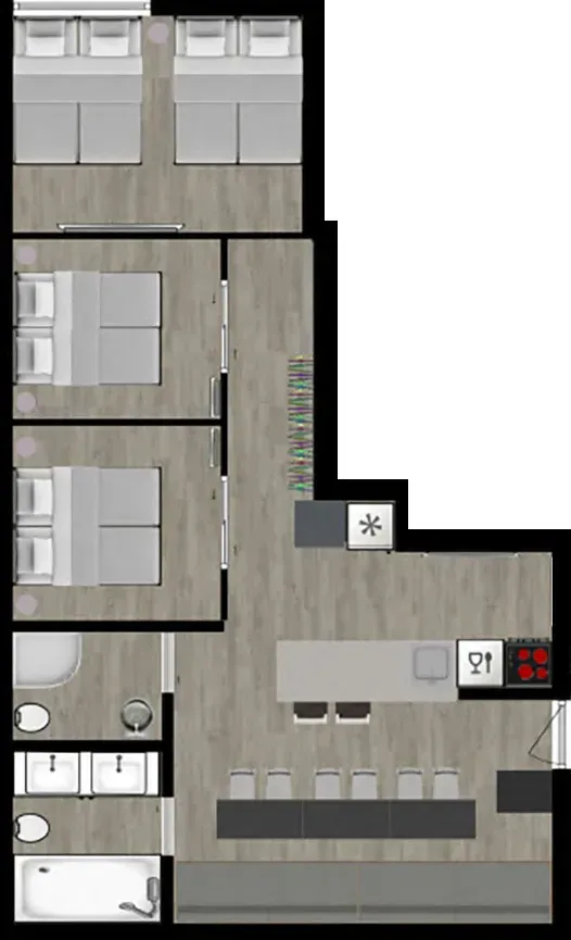 3 room for CasaGande South Beach Floorplan