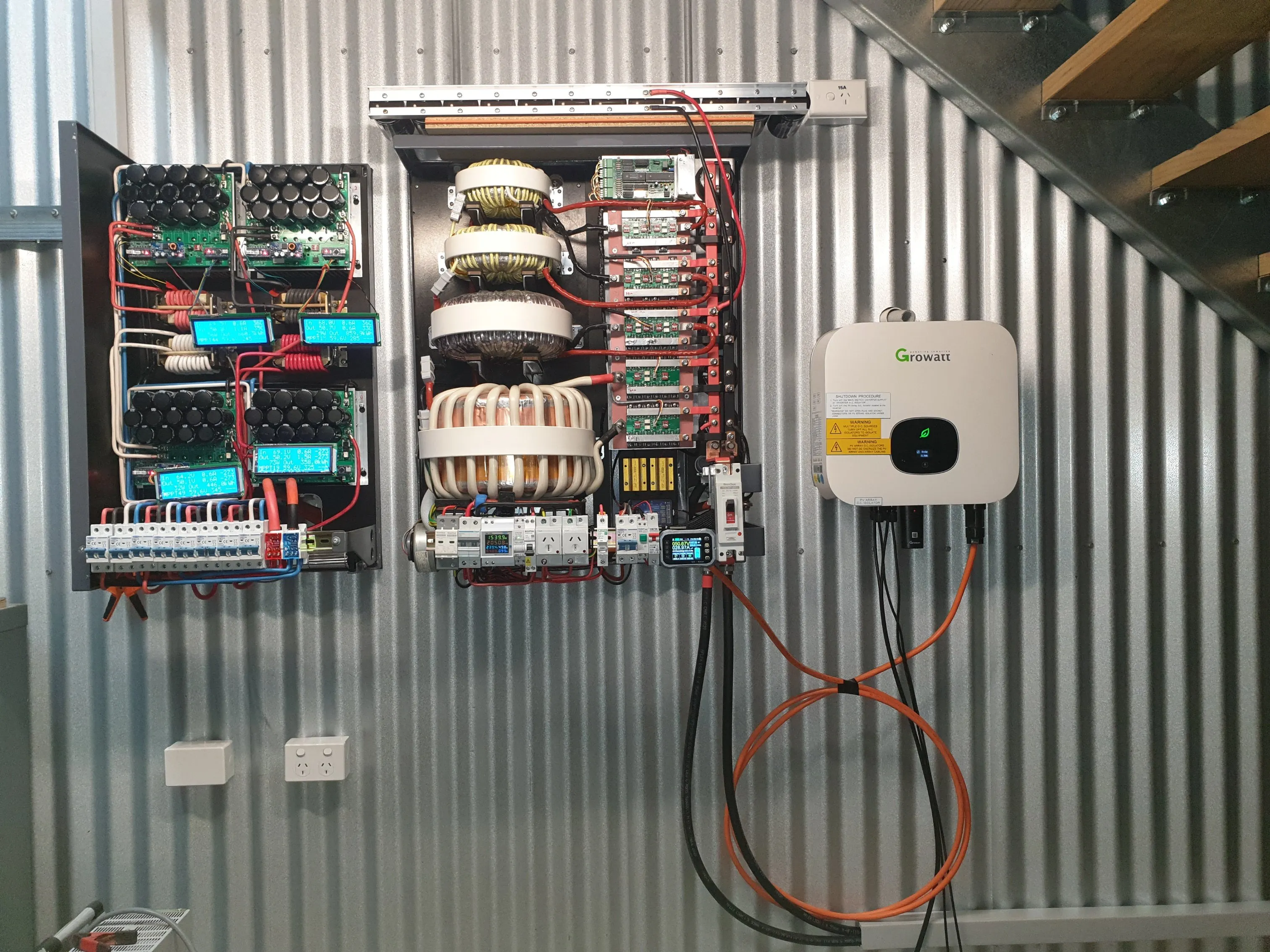 Roger's 15kW Warpverter, 4x 3kW MPPT solar charge controllers and 5kW Growatt AC-Coupled GTI