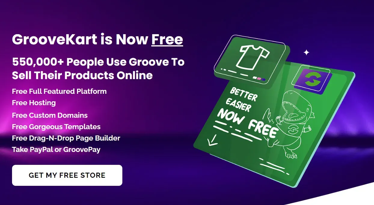 GrooveKart Ecommerce Free account promotional banner