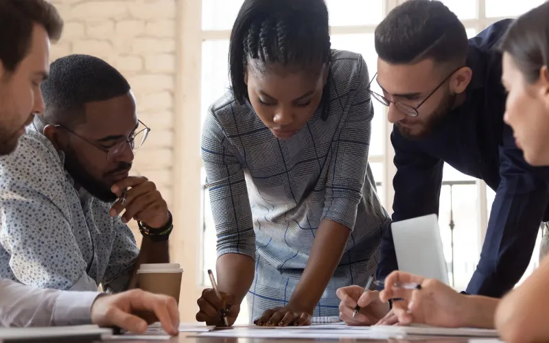 Business professionals collaborating