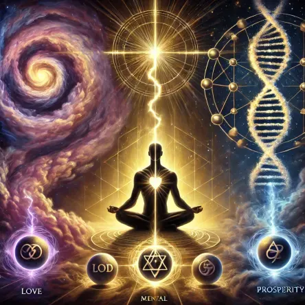 scroll of purpose, the vortex of shadow work, and the sacred geometry of inner alchemy—all centered in a single, luminous moment of transformation