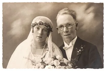 A married male and female couple 1900's photograph