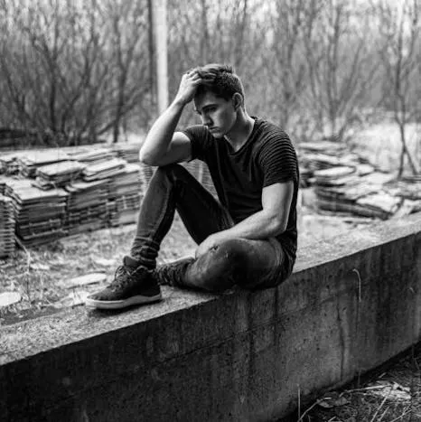 Guy on wall looking depressed