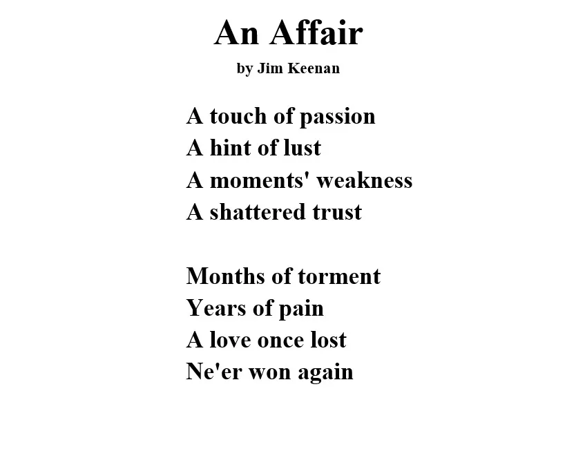 An Affair: An Original Poem by Jim Keenan Poet With A Point