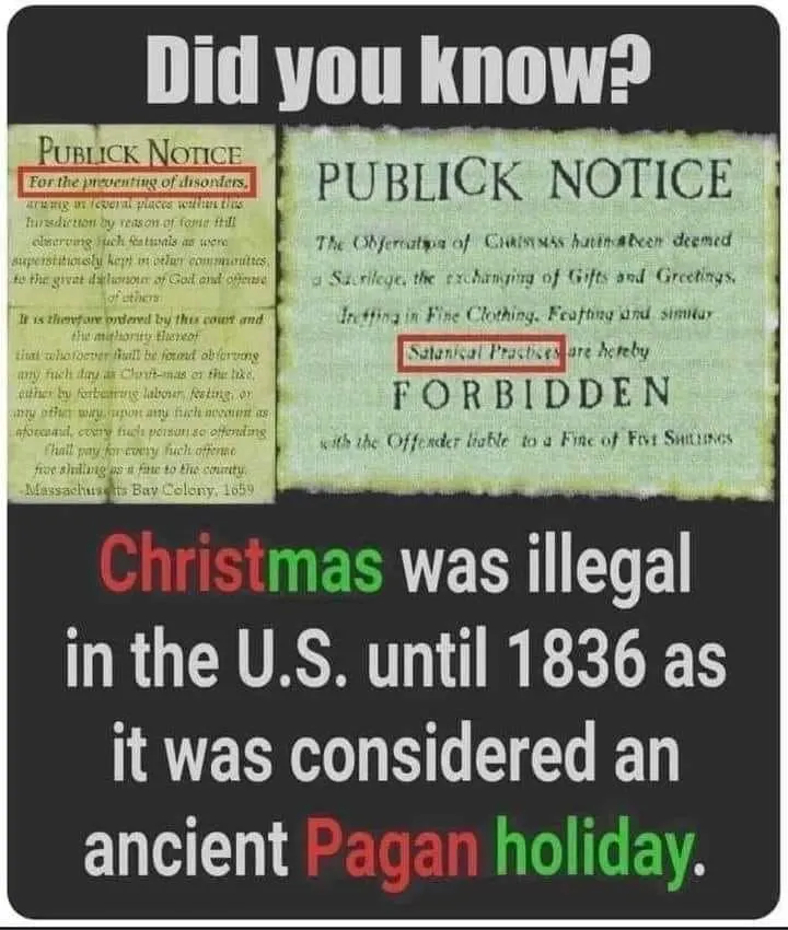 Christmas forbidden until 1836