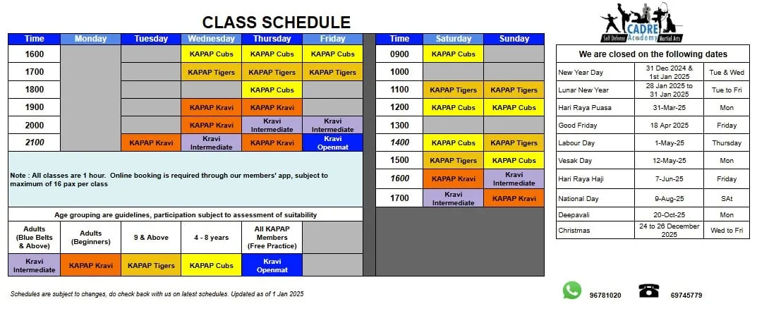 CADRE Class Schedule