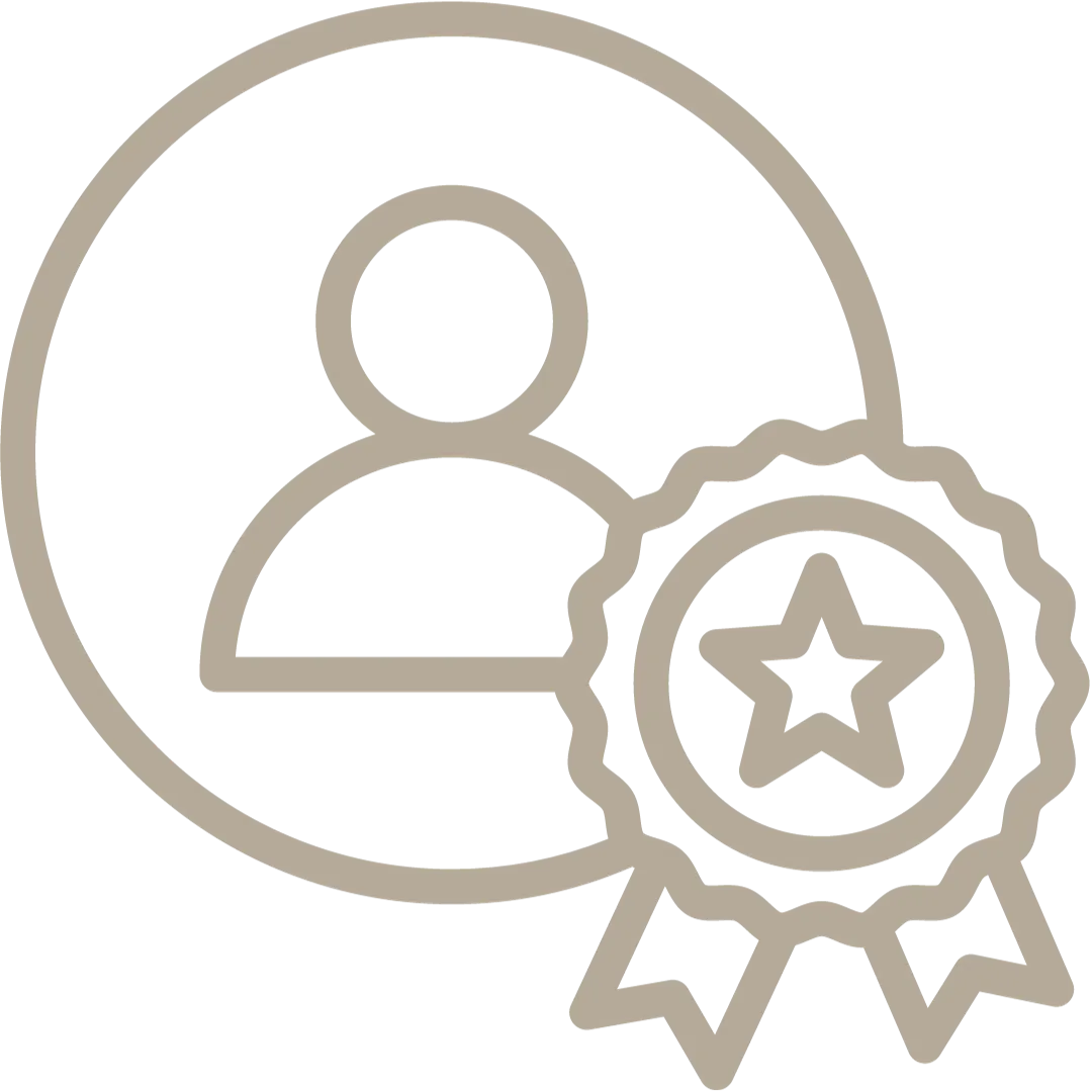 icon depicting man with professionalism badge