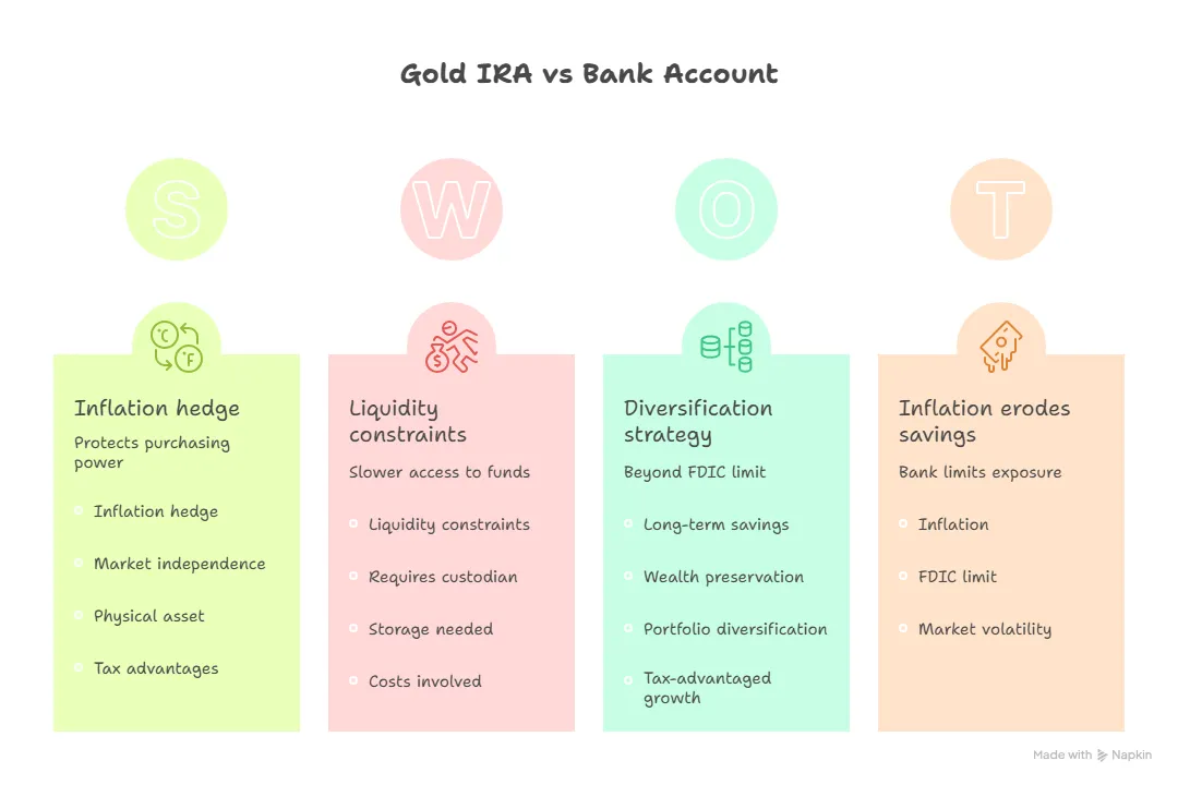 Gold IRA vs Bank Account visual summary