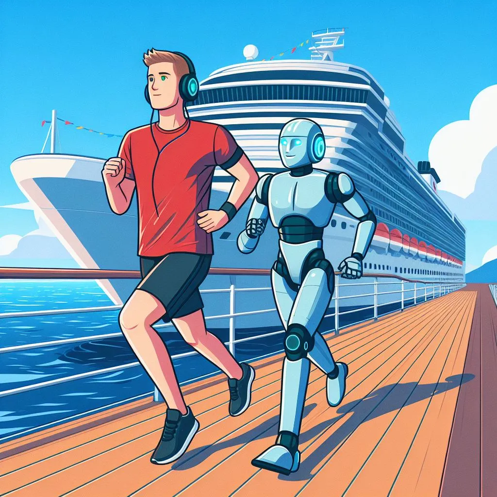 Cruise vacation jugging with AI robot