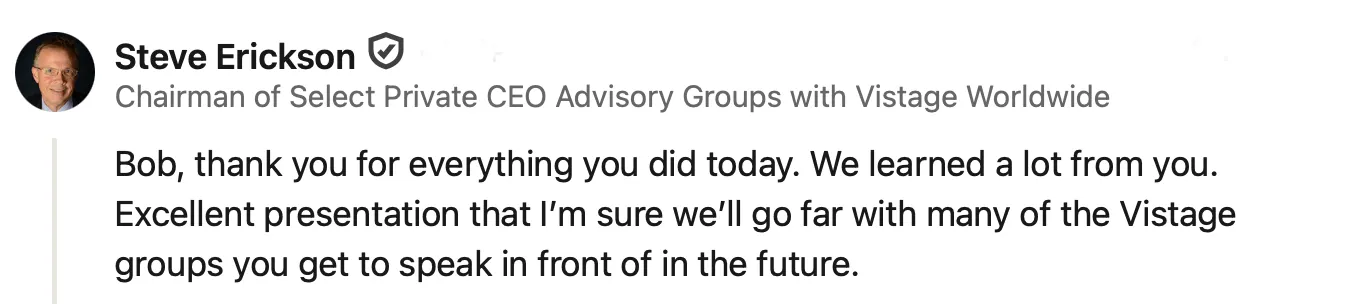 Steve Erickson, Vistage