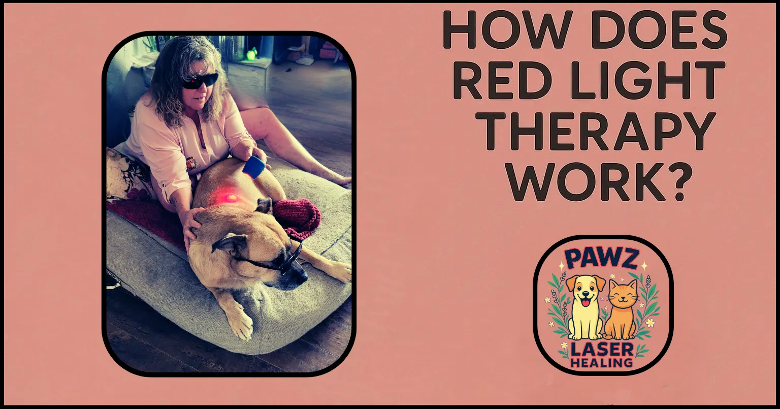 Dog receiving red light therapy treatment in Kamloops from Pawz Laser Healing