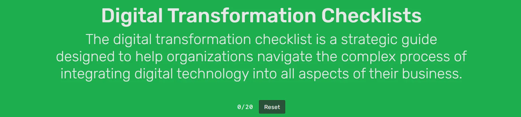 Digital Transformation Checklists