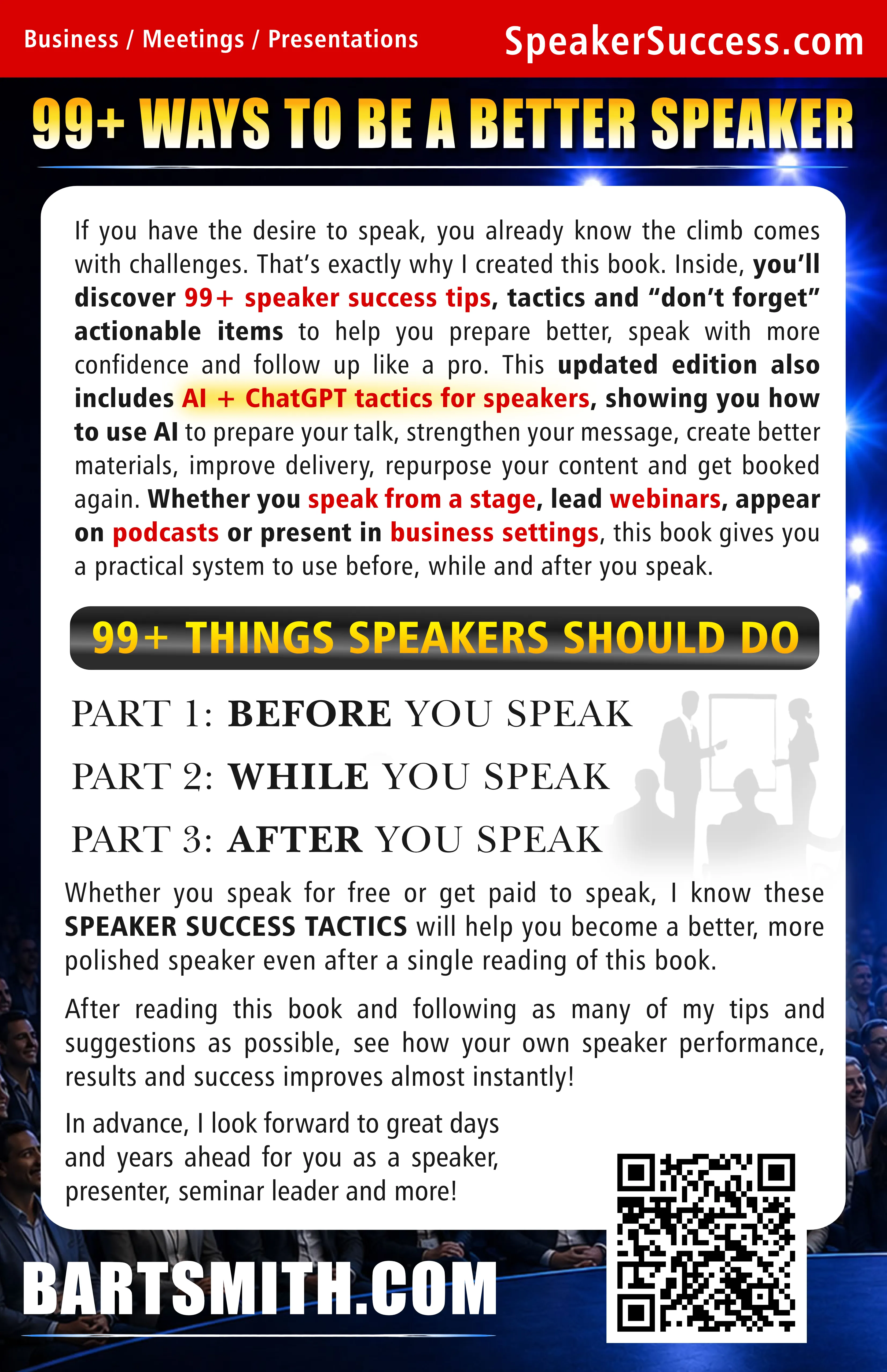 99+ Speaker Success Tips, Tactics, Strategies & “Don’t Forget” Actionable Items … Start Speaking/Presenting Like A  Rock Star Speaker!!! by Bart Smith