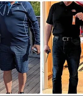 Man's side by side photo of MetaPWR results