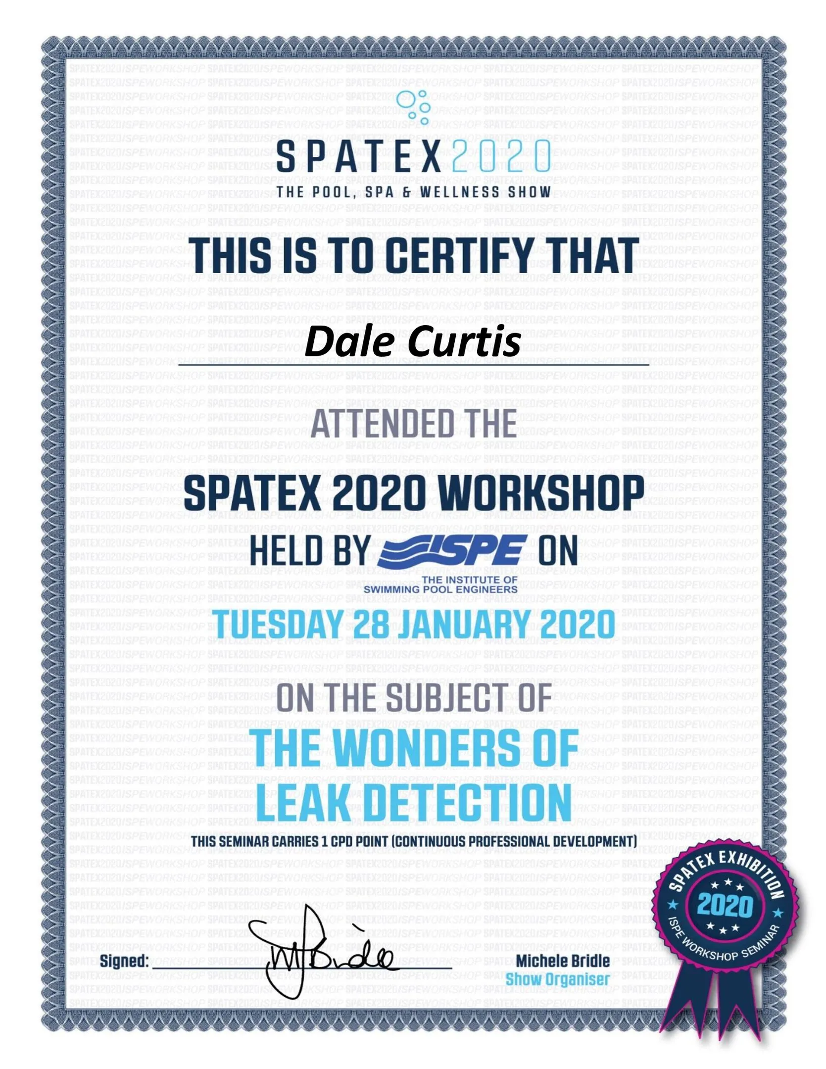 Pool Leak Detection Certificate