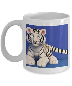 white tiger coffee mug blue