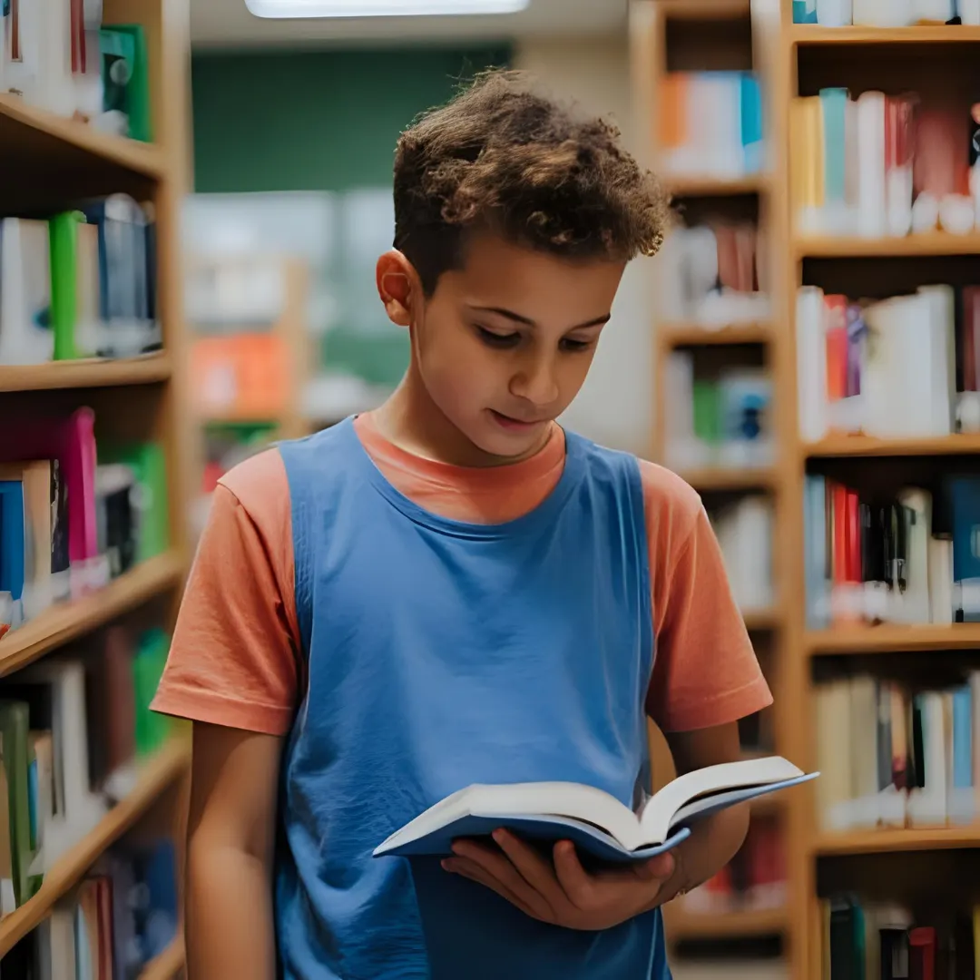 a kid learning some new things with a book