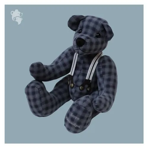 large-twenty-two-inch-memory-bear-in-blue-plaid-material-with-suspenders